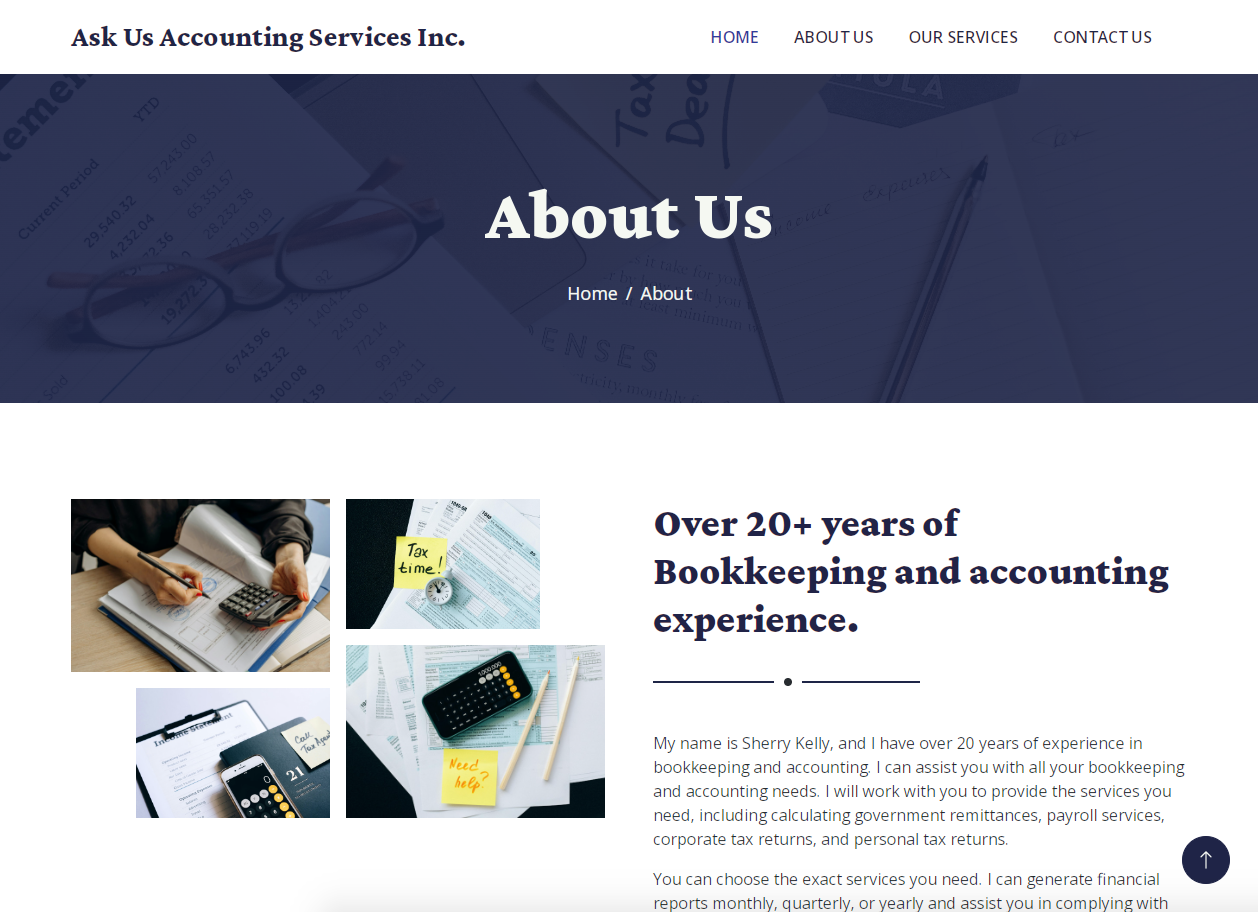 Screenshot of AskUsAccounting.com Homepage